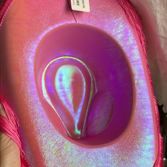 Vibrant Pink Western Hat with Fringe Trim - Picture 8 of 9